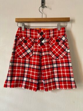 VINTAGE Russ Girl Red White Plaid A-Line Polyester Juniors Sz Small